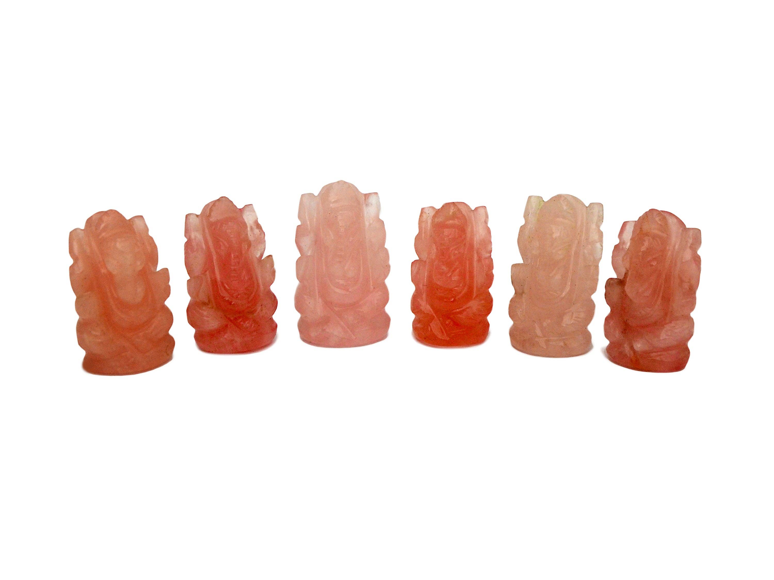 Kaia & Crystals - Wholesale Spiritual Stone/Crystal - Mini Rose Quartz Ganesha Sculputure (30mm - 35mm) - Hand Carved Stone0