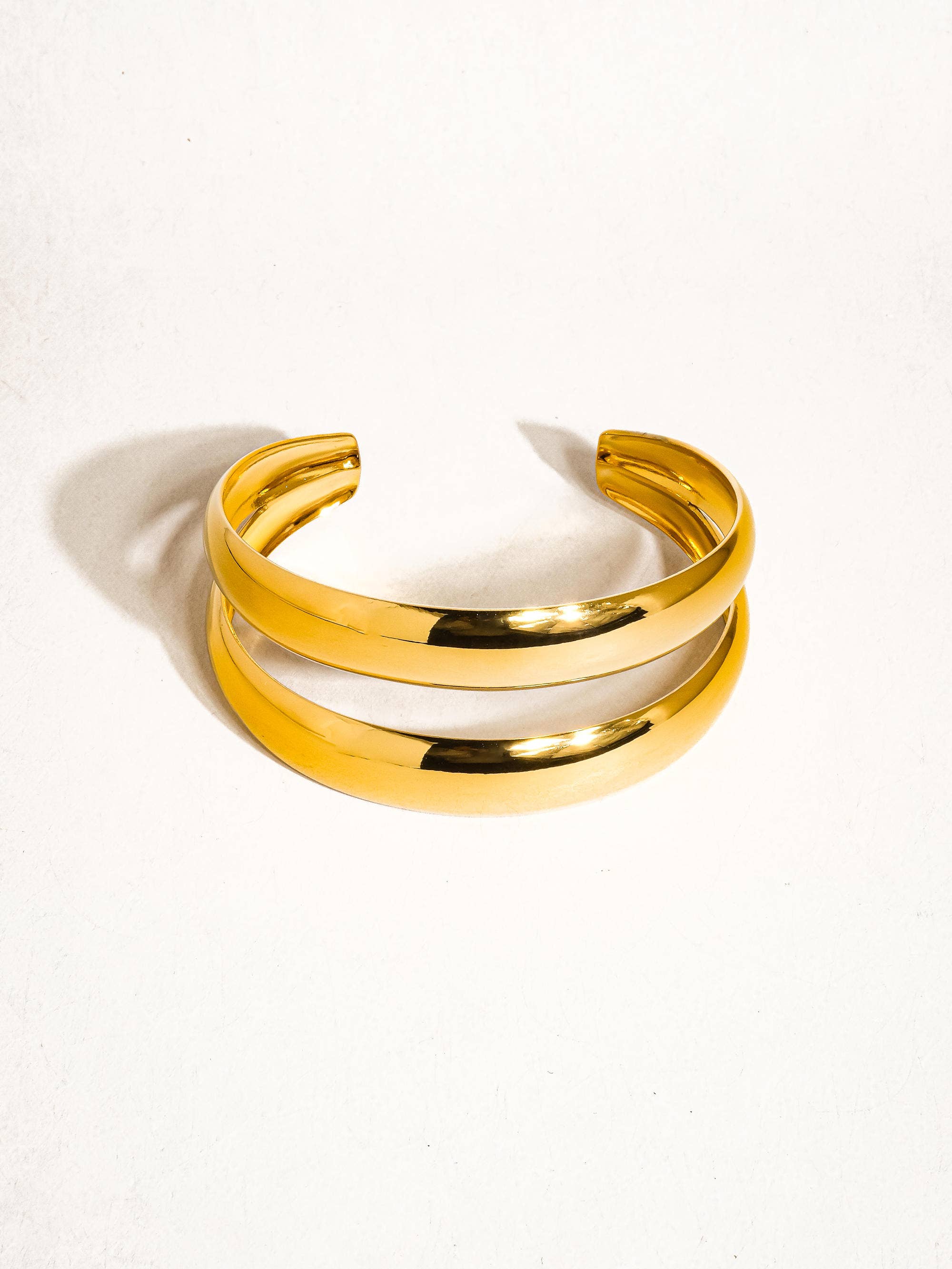Ronan 18K Gold Non-Tarnish Layered Round Bangle for wholesale on Faire1