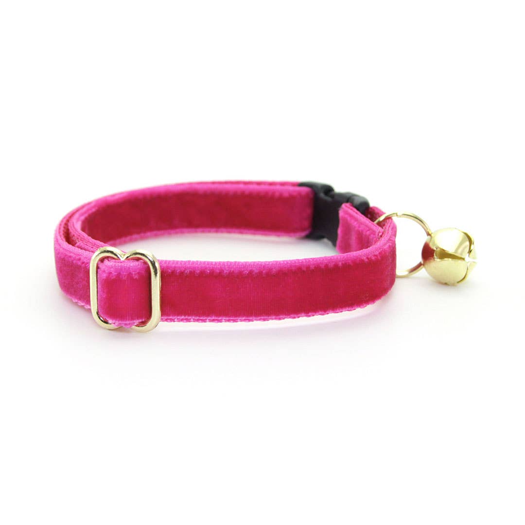Made By Cleo - Wholesale Pet Collar - Cat - "Velvet - Azalea" - Magenta Pink Velvet Collar1