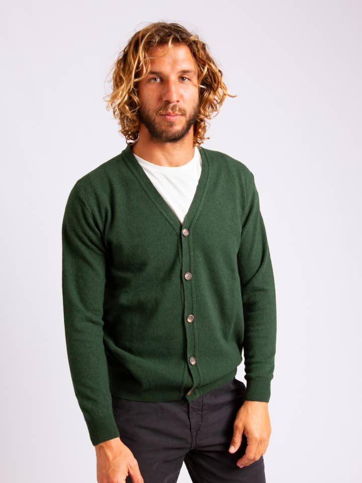 Cárdigan clásico de lana de cordero - Verde para venta al por mayor de ARMAZÉM DAS MALHAS