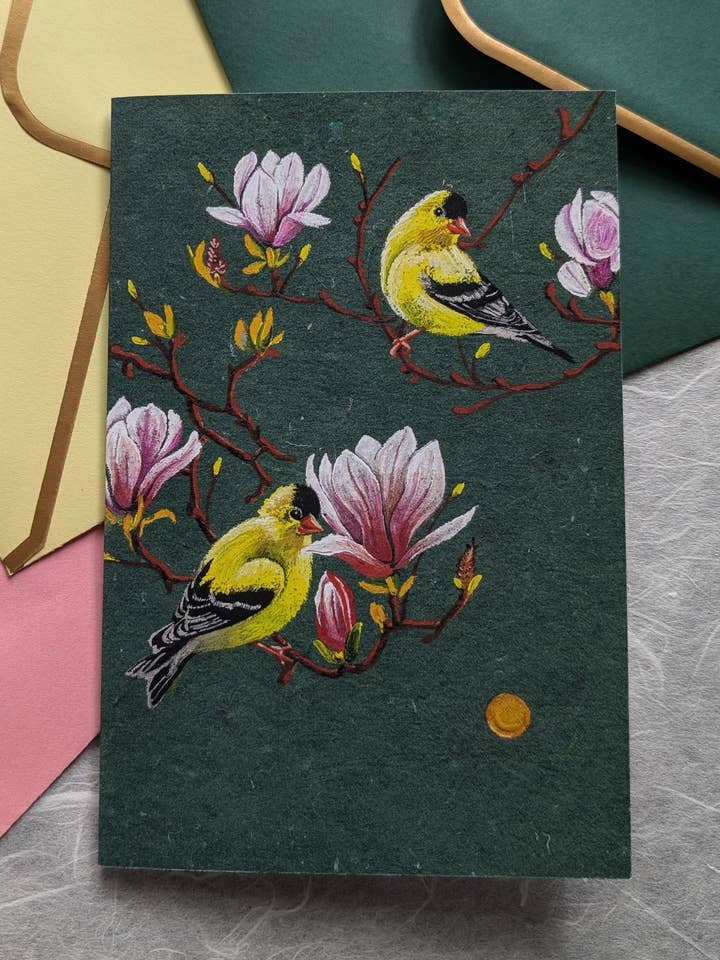 Carte de vœux Magnolias are Gold pour la vente par Mantis Shrimp Monocles