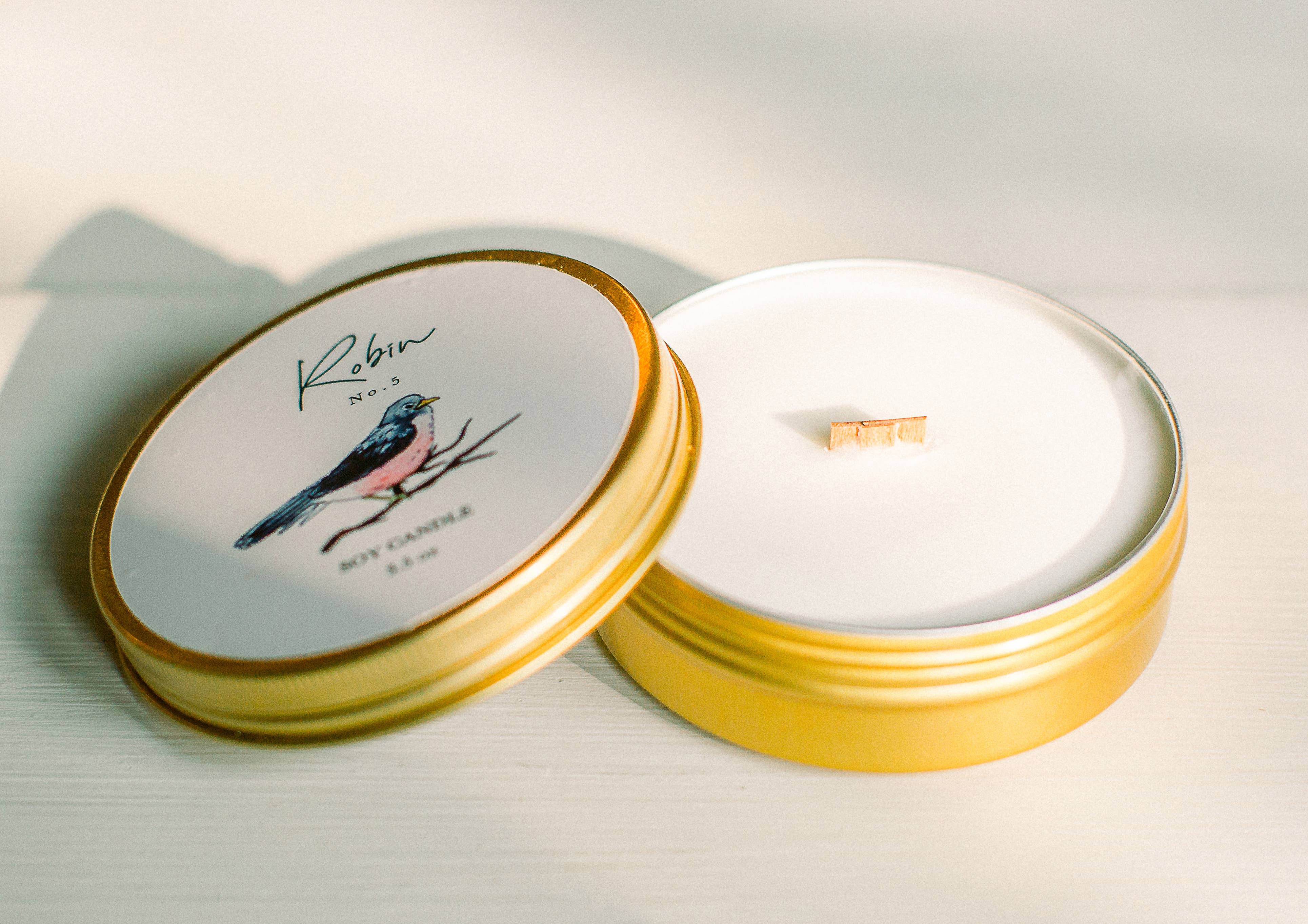 Chirp Chirp Candles - Wholesale Travel Candles - ROBIN No.5 ORANGE + TOBACCO SOY TRAVEL CANDLE1