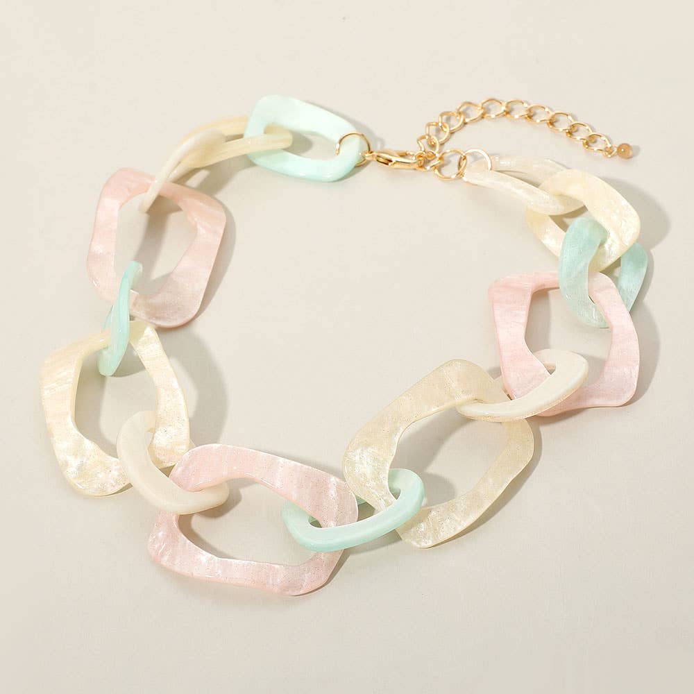 Sensibling Corp. - Vente Collier maille et chaîne - Collier à maillons abstraits épais en acétate de celluloïd1