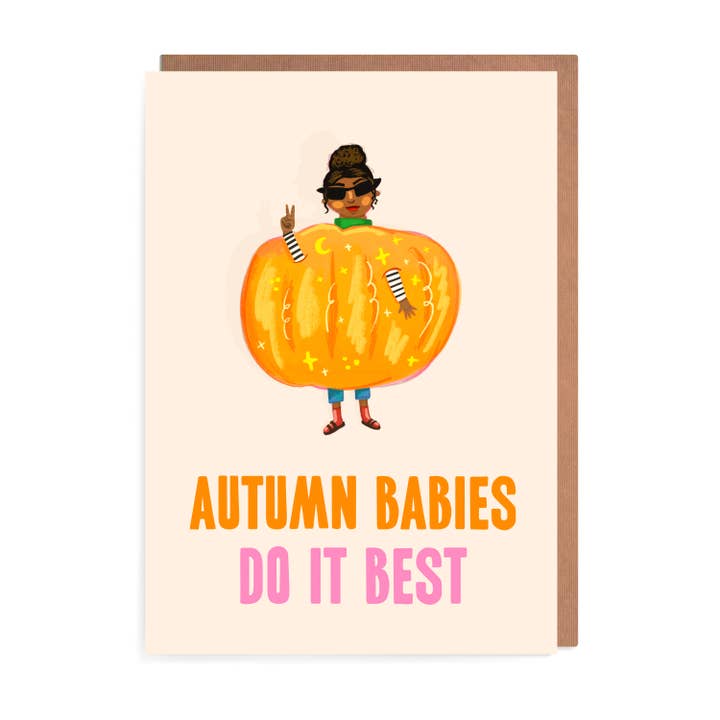 Herfstbaby's Doen het Best Kaart | Pompoenmeisje voor wholesale door URGHH Card Co.