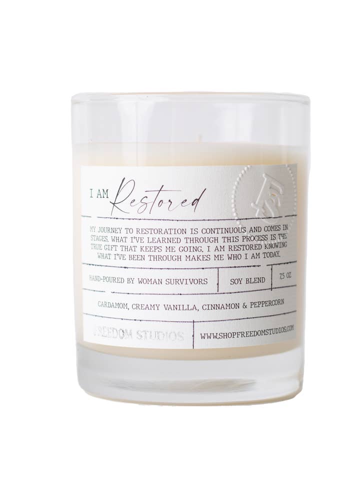 I AM Restored 7.5 oz Candle for wholesale by Freedom Studios