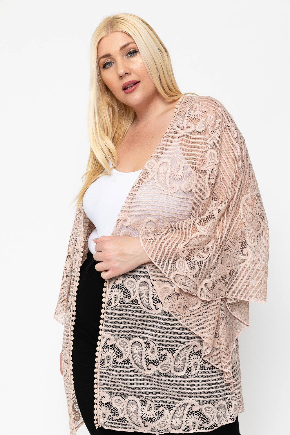 WITH U SHOP – Engroshandel Cardigan - Dame – Kimono Stil Blonder Cardigan6