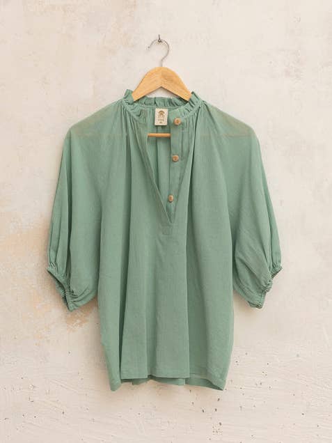 CHEMISIER EN COTON VERT D'EAU pour la vente par Cottyfish