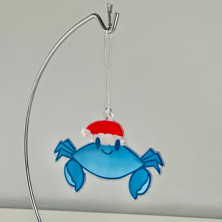 Adorno navideño de cangrejo azul con sombrero de Papá Noel para venta al por mayor de Chesapeake Charm Shop