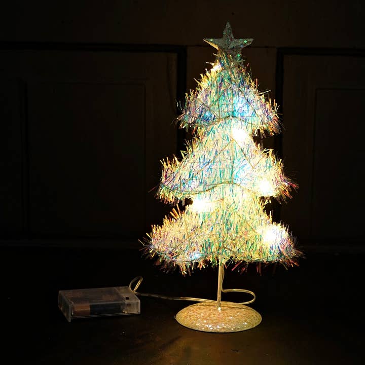 Holiday Depot Inc. - Wholesale Christmas Decoration - M32718-Lighted fancy tinsel fairy tree w. 15 LED Lights