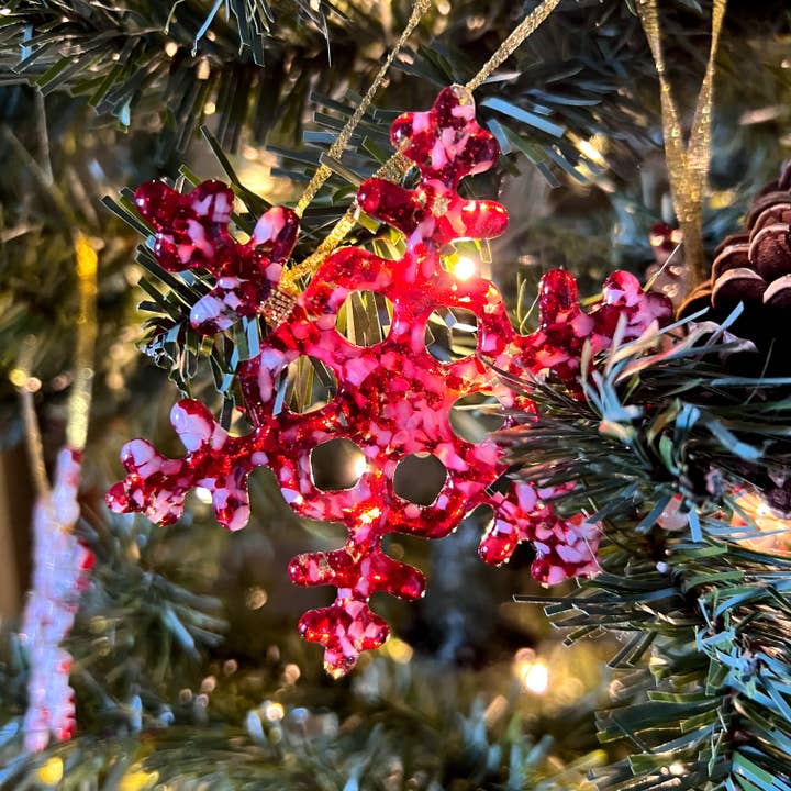 studioTica - Wholesale Ornament - Handmade Glass Snowflake - Fireball7