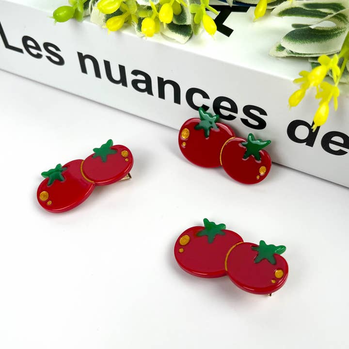 TheDivaSoap - Wholesale Hair clip – Women’s - Acetate Tomato Hair Clip,Acetate Vegetable Duckbill Clip2