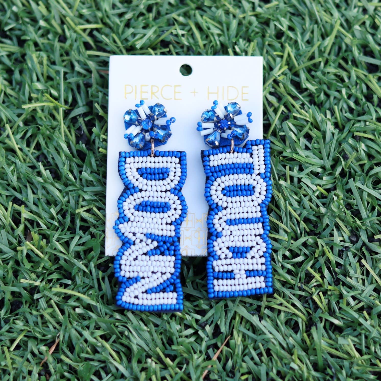 Pierce + Hide - Wholesale Dangle Earrings - Custom Beaded Touch Down Earring| Game Day Earrings| Football0