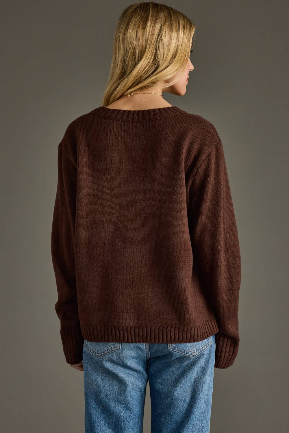 Panache Apparel Co. – wholesale Knitted jumper – Women′s – Dk. Brown Coffee Weather Sweater4