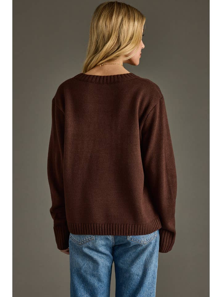 Panache Apparel Co. – wholesale Knitted jumper – Women′s – Dk. Brown Coffee Weather Sweater4