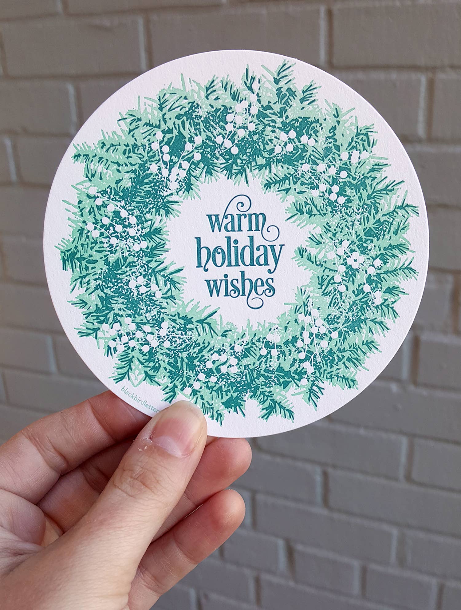 Blackbird Letterpress – wholesale Season’s Greetings card – warm holiday wishes wreath circle card4