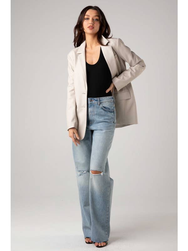 House of E ATL LLC - Wholesale Blazer - Women's - Vegan Leather Oversized Blazer -HOEA7911