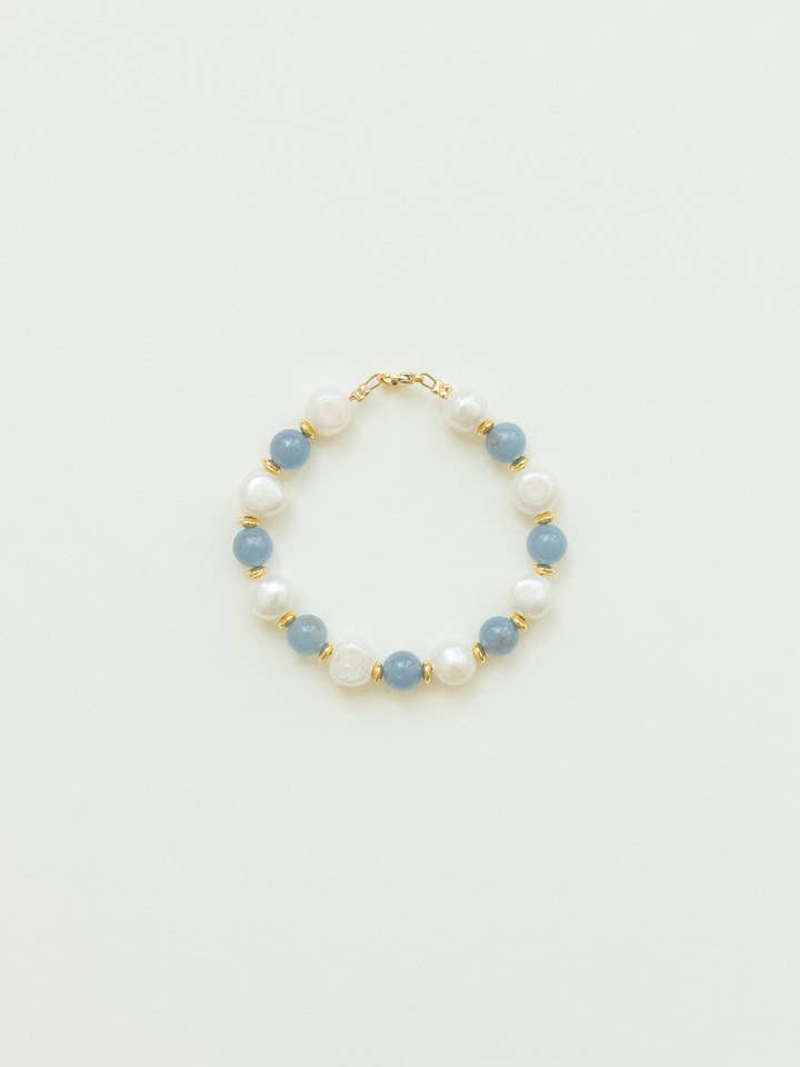 Rosie - Pulseira Pérola e Angelite por atacado de Land of Palms