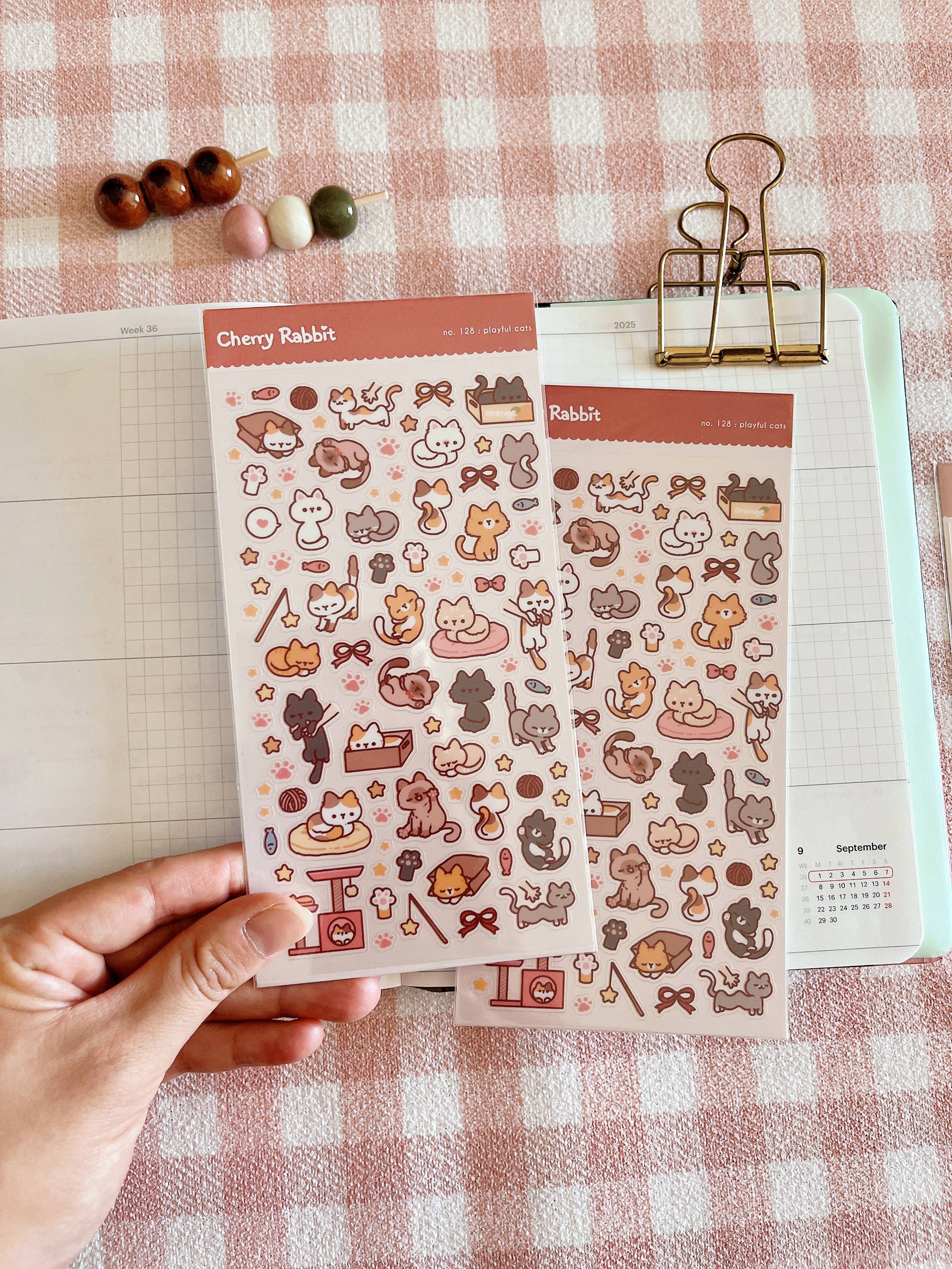 Cherry Rabbit - Wholesale Sticker - Playful Cats Sticker Sheet no.1285