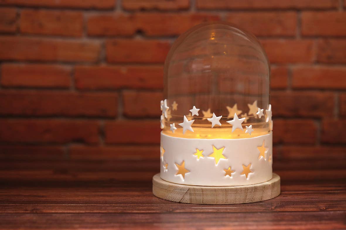 Graine Créative – Engroshandel Håndværk forsyninger – GLAS DÆK+TRÆ BASE Ø12 H16CM2