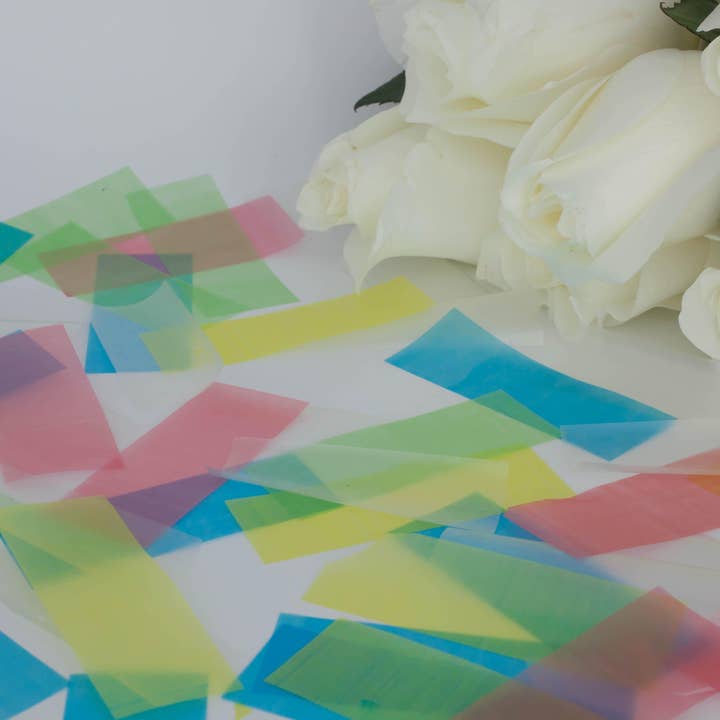 Eco Confetti - Venta al por mayor Con confetti - Papel de arroz (que se disuelve en agua) - Rectángulos arcoíris