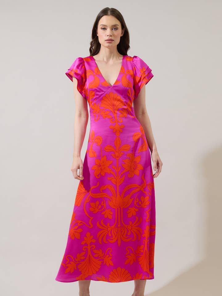 Vallie Floral Ritany Empire Maxi Dress for wholesale by Sugarlips