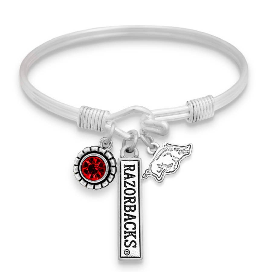 From The Heart - Wholesale Charm/Dangle Bracelet - Arkansas Razorbacks Trifecta Bracelet0