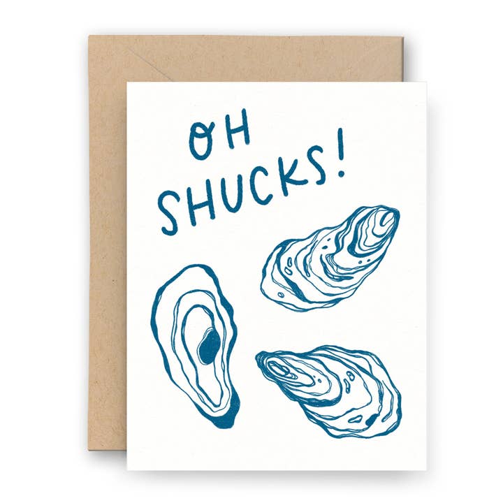 Finch and Flourish Paper Goods - Wholesale Everyday Greeting Card - Oh Shucks! Oyster Shell Letterpress Card
