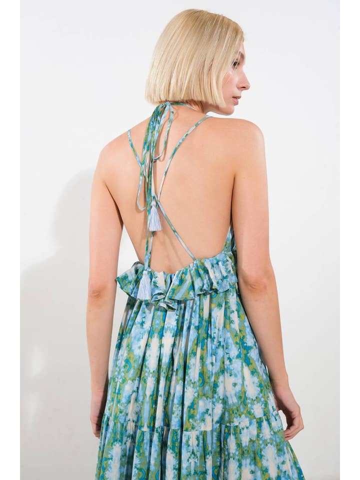 BLUE MULTI A printed woven maxi dress - FD1187 for wholesale on Faire4