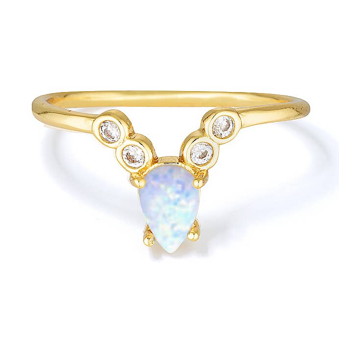 Bora Bora zeeschelp en edelsteen ring - geelgoud voor wholesale door Glacier Mist