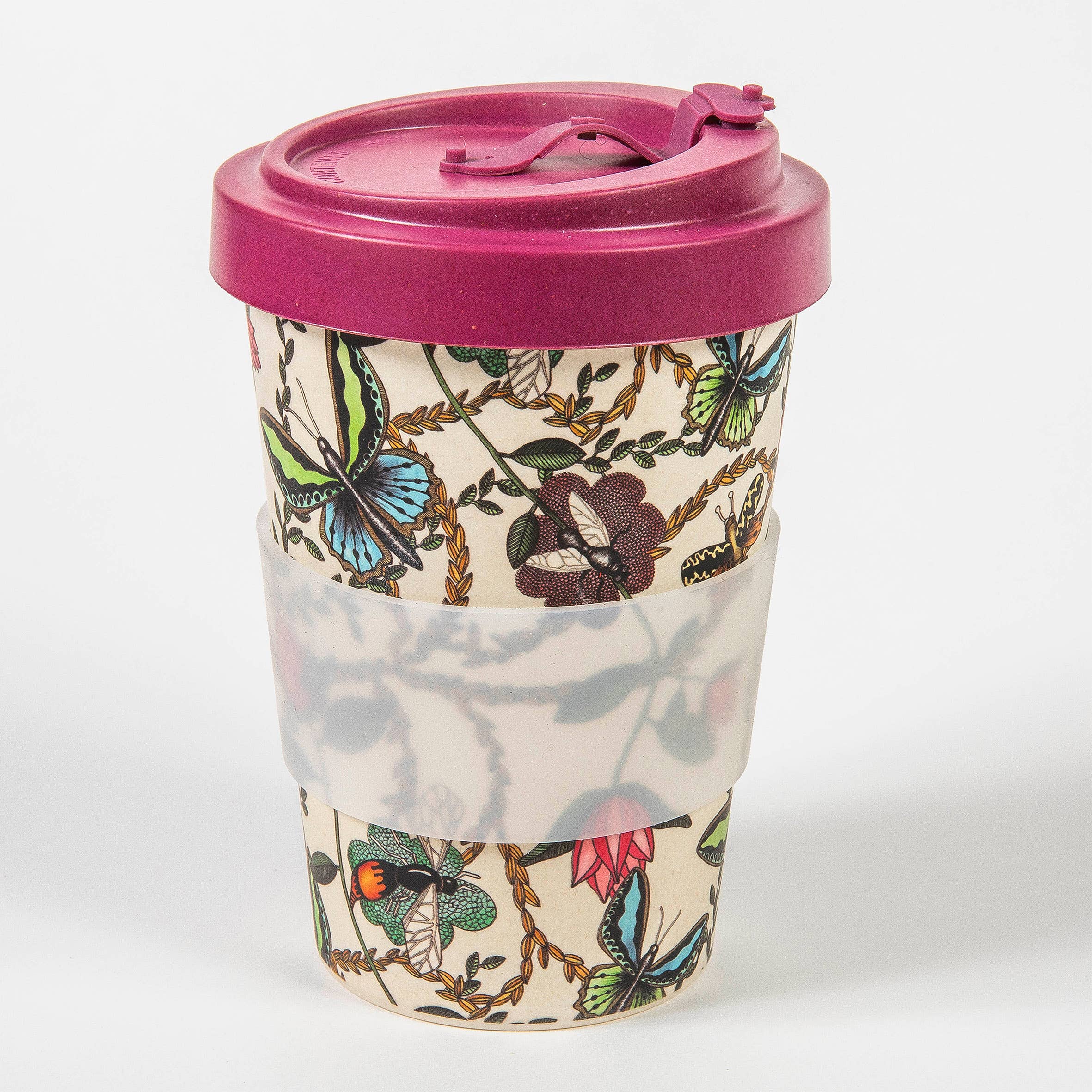 Nadja Wedin design - Wholesale Coffee Mug - Travel Mug Bamboo 14 oz Bugs & Butterflies Offwhite2