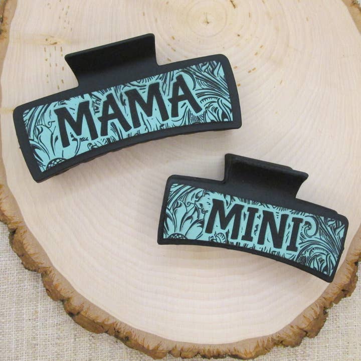 Mama Mini Leatherette Hair Clip Set - Faux Leather Hair Claw for wholesale by Memories for Life