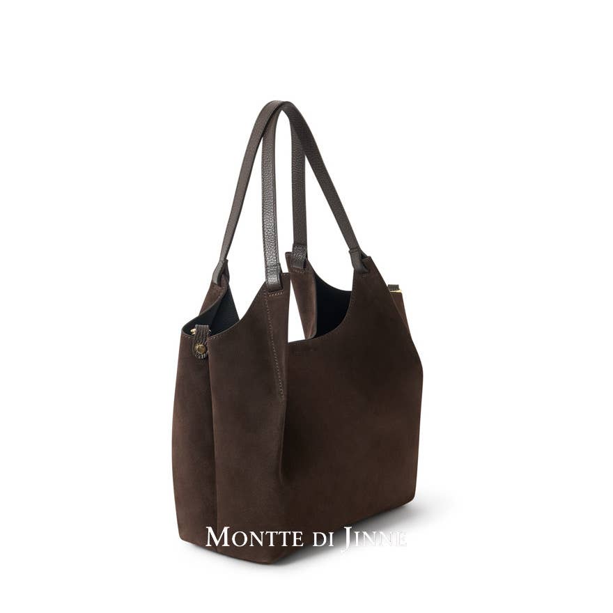 MONTTE DI JINNE - Vendita all'ingrosso Tracolla - Donna - Borsa grande in pelle scamosciata italiana premium con pochette interna11