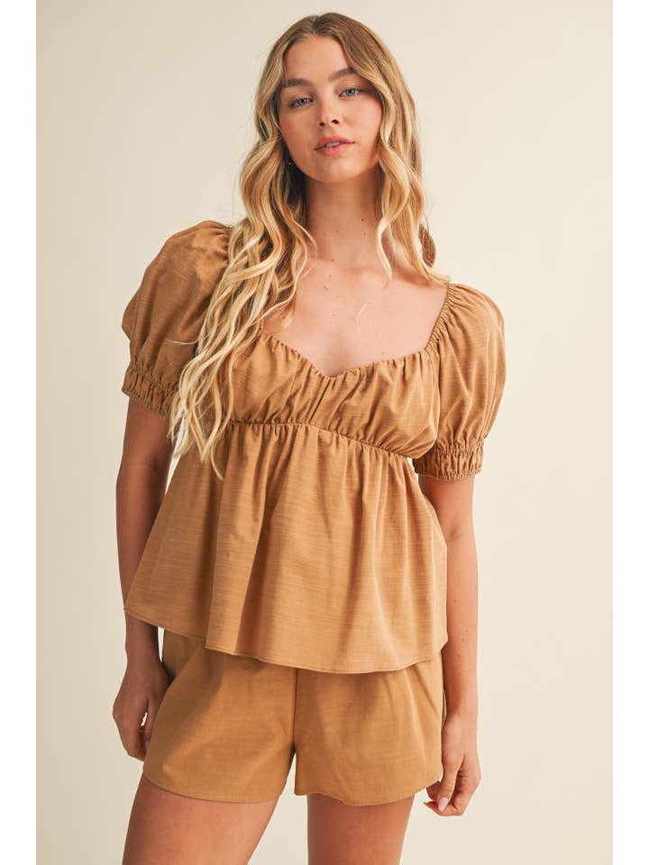 Mustard Seed - Wholesale Blouse - Women's - OPEN BACK PUFF SLEEVE TOP1