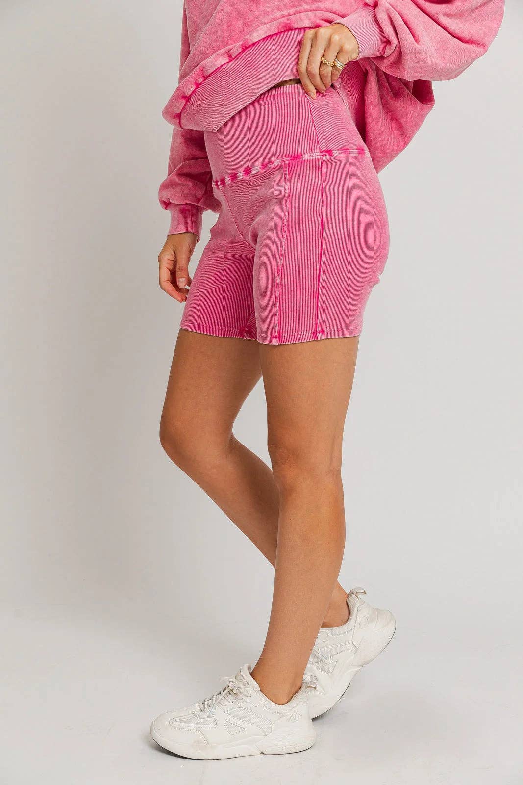 Tasha Apparel Wholesale - Wholesale Athletic Shorts - Women's - Mineral Wash Ribbed Tummy Control Biker Shorts11