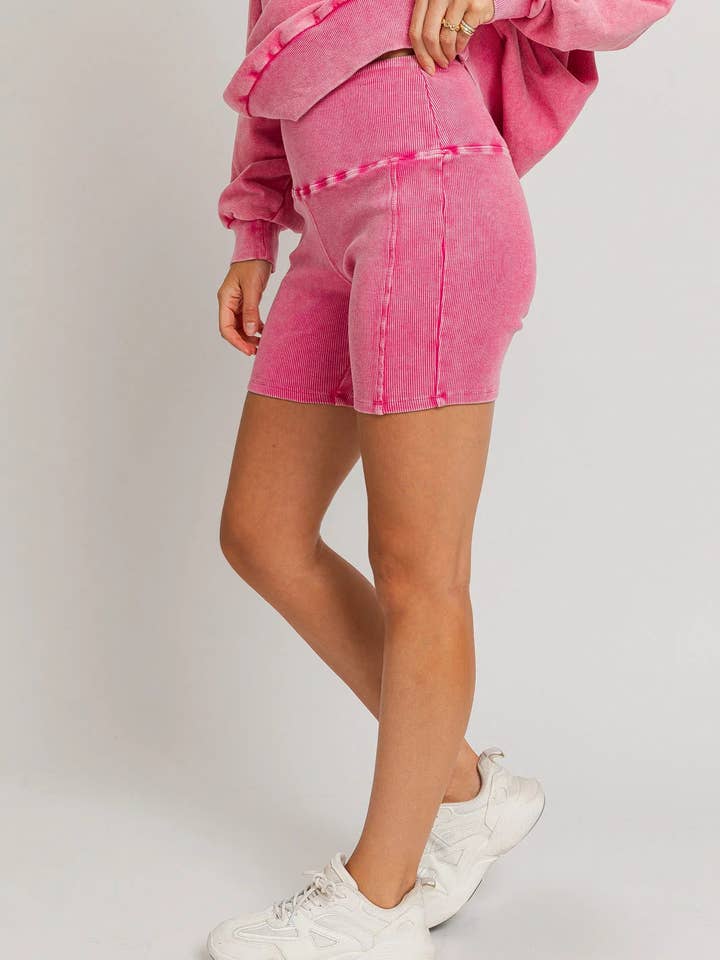 Tasha Apparel Wholesale - Wholesale Athletic Shorts - Women's - Mineral Wash Ribbed Tummy Control Biker Shorts11