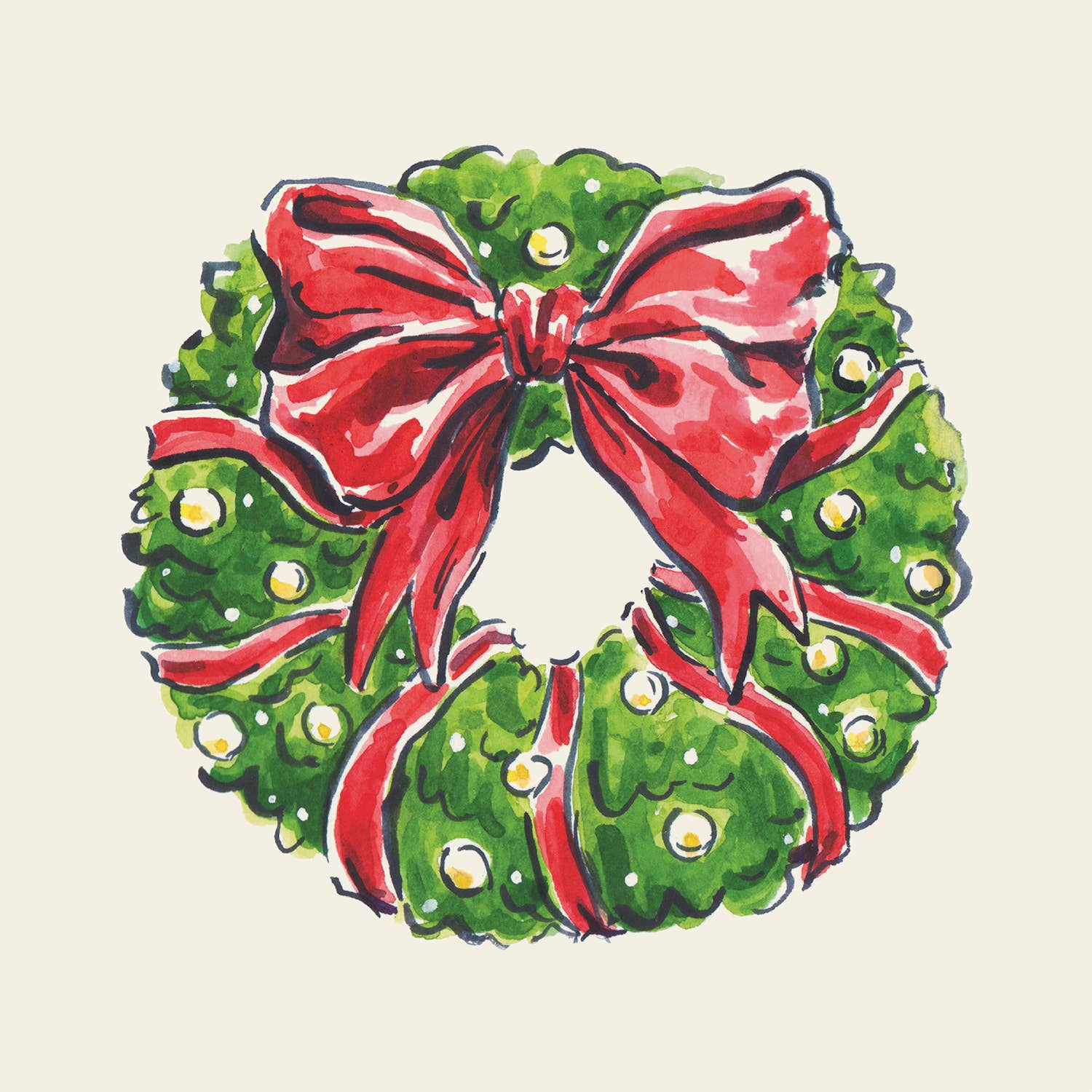Hester & Cook - Stationery - Wholesale Disposable Napkin - Holiday Wreath Cocktail Napkin