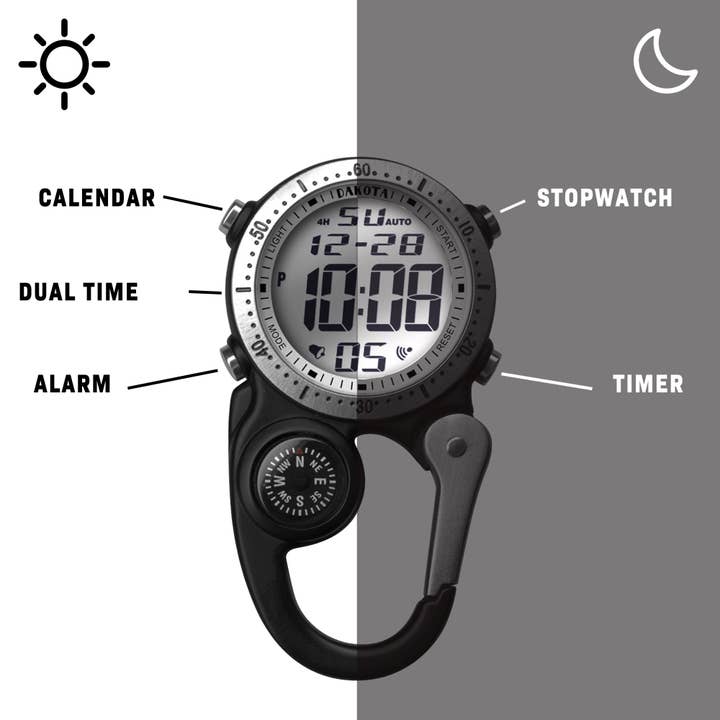 Dakota (Dakota Watch Company) – Engroshandel Armbåndsur - Herre – Dakota Digital klipsur, alarm, stopur, timer og kompas