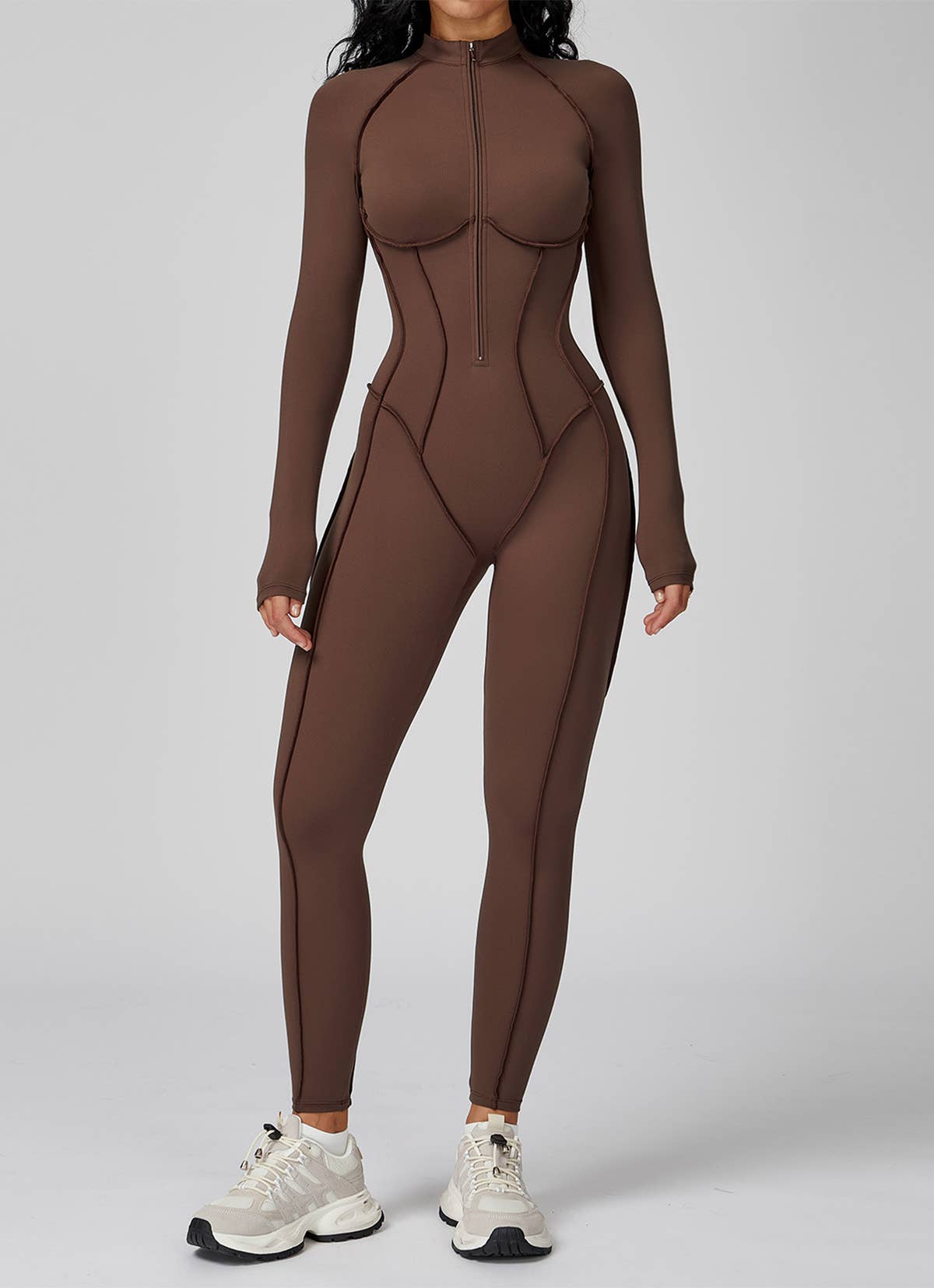 Crave by FW - Wholesale Unitard - Women's - Long Sleeve Zip Front Sport Jumpsuits One Yoga Rompers4