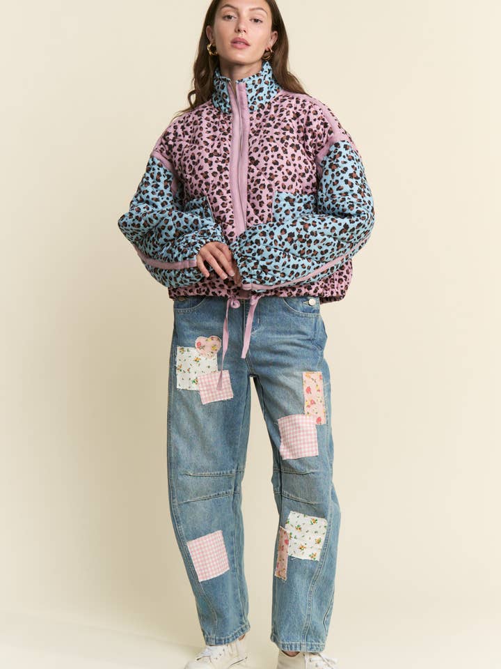 Multi-color leopard Puffer Jacket for wholesale by J.NNA