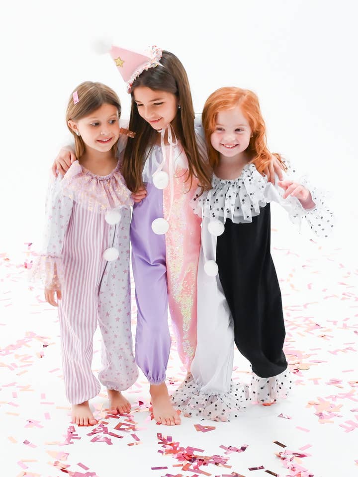 Fancy Shmancy Baby - Wholesale Costume - Kids - Purple & pink sequins clown costume