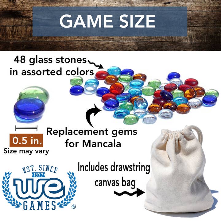 Wood Expressions - Wholesale Board Game - Replacement Glass Mancala Stones in Assorted Colors