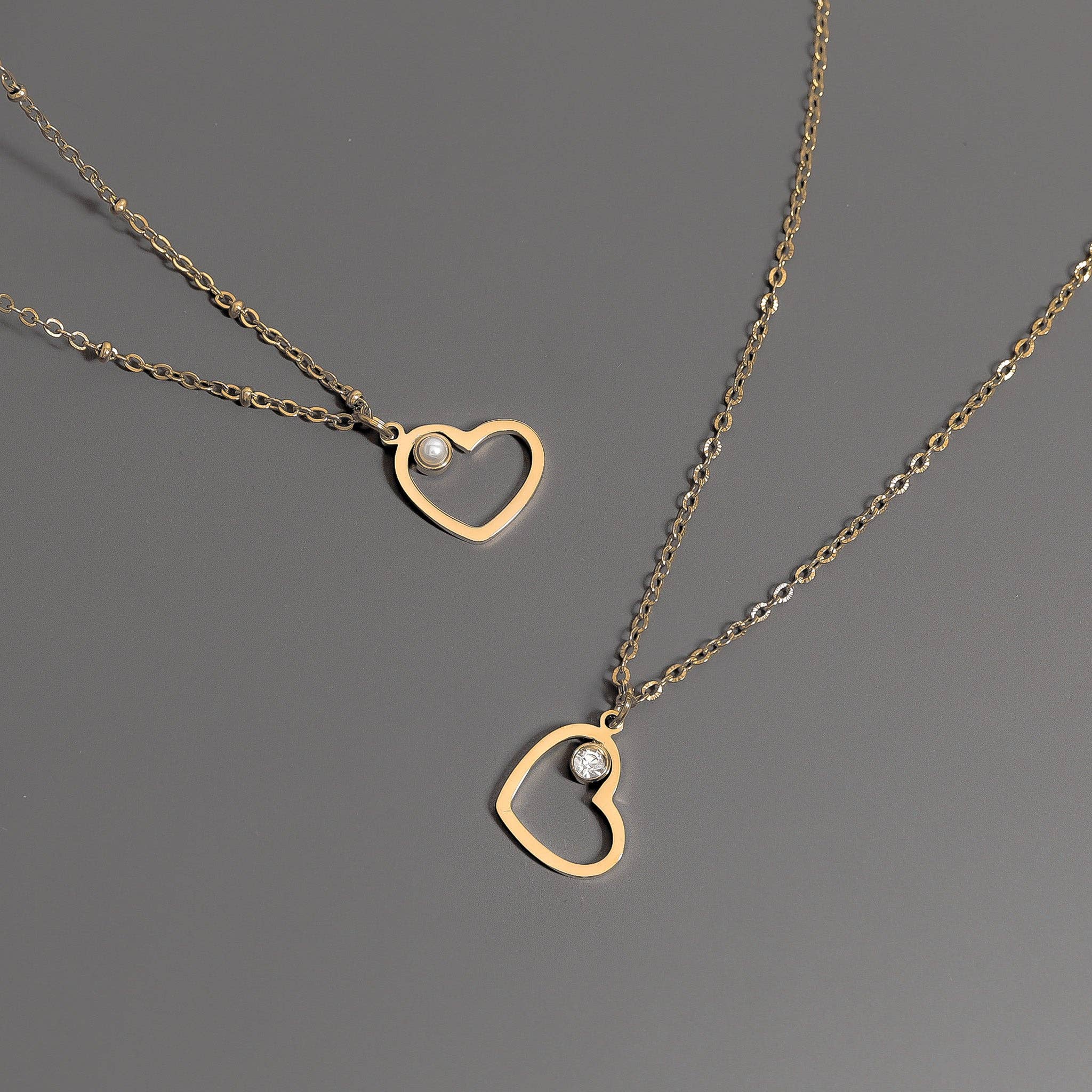 WJW - Wholesale Individual Charm/Pendant - (9pc) 18K Gold PVD Stainless Steel Heart Charm Set6