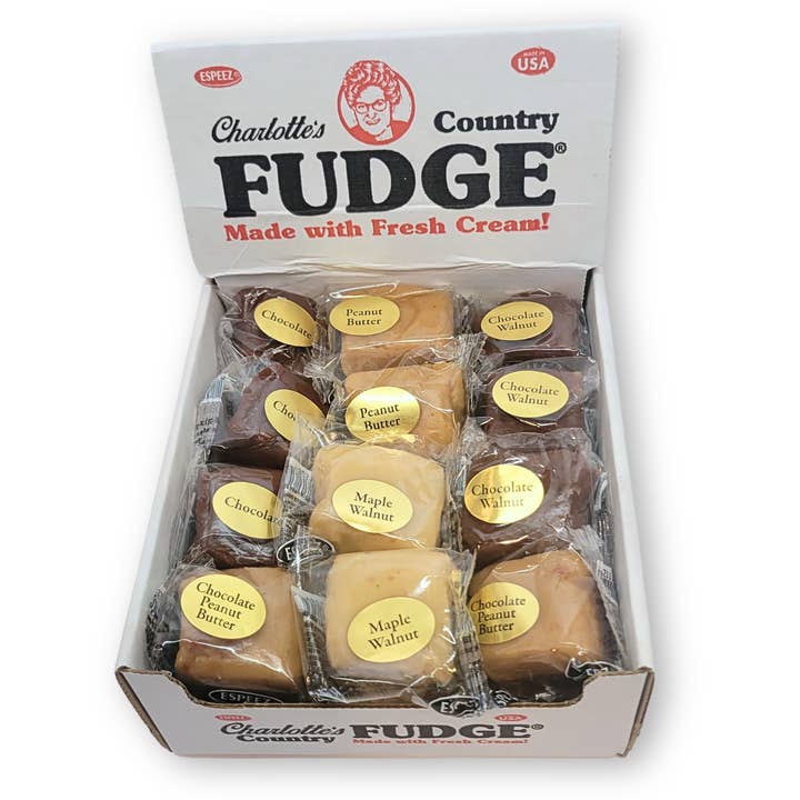 Fudge, Charlotte's Country Fudge - 5 Flavors - 24 Ct. for wholesale by Candy Barn Express
