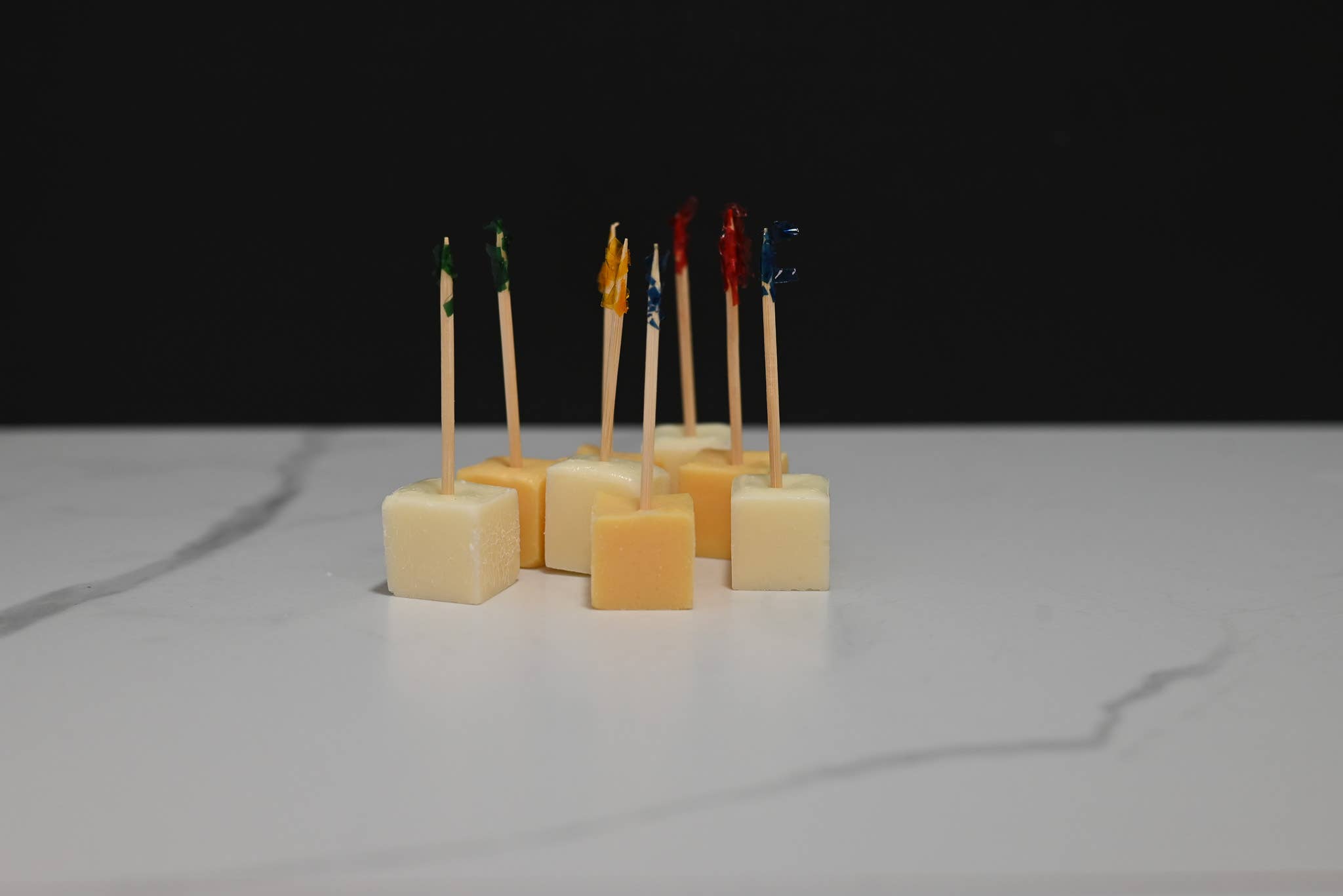 Just Dough It! Fake Foods - Wholesale Decorative Tabletop Object - Fake Mixed Cheddar Cheese Cubes1