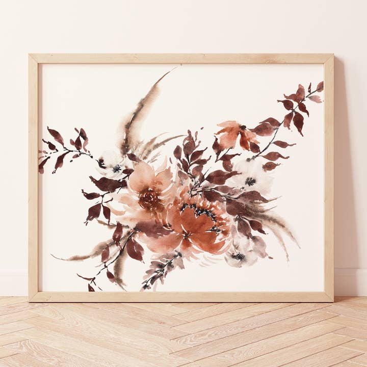 Paperbec Design Co. - Wholesale Art Print - Bohemian Rust Purple Dried Floral Art Print