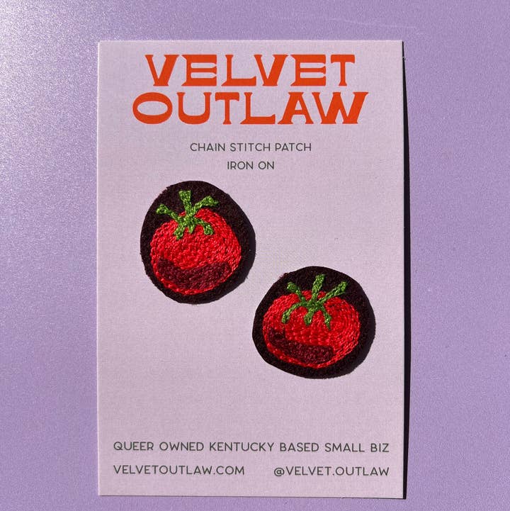 Velvet Outlaw - Wholesale Patch - Tiny Tomato Chain Stitch Iron On Patch - set of 2