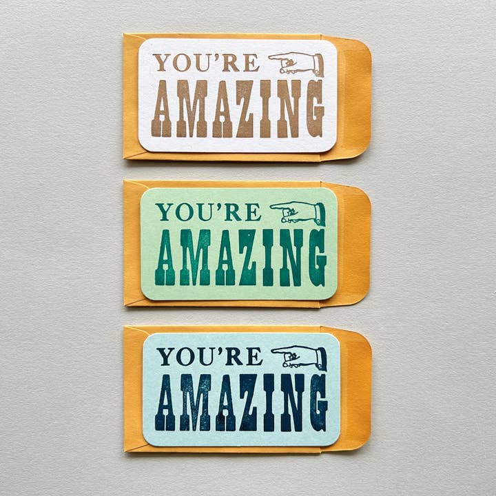Mini Letterpress-kort - Du är fantastisk, PLATT kort för wholesale av Runaway Press