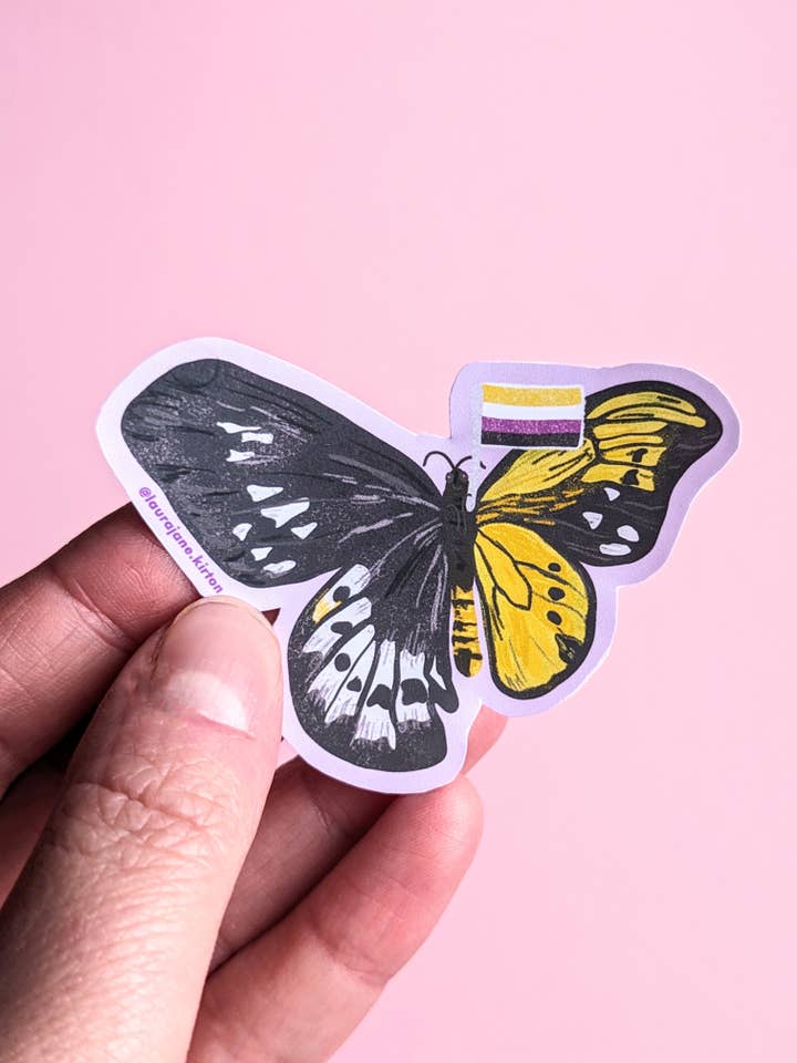 NonBinary Butterfly Vattentät Vinyl Klistermärke för wholesale av Laura Jane Kirton