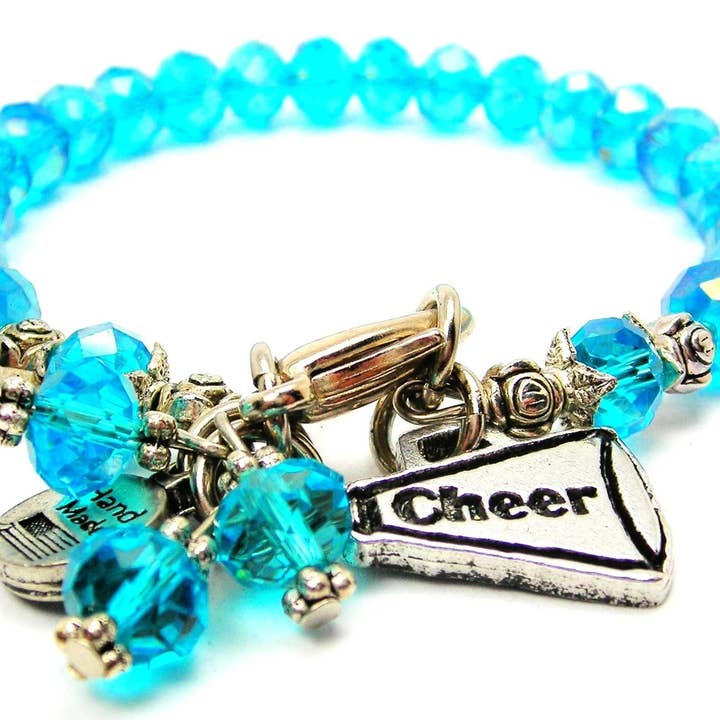 Cheer Horn Megaphone Splash Of Color Crystal Bracelet for wholesale by Chubby Chico Charms