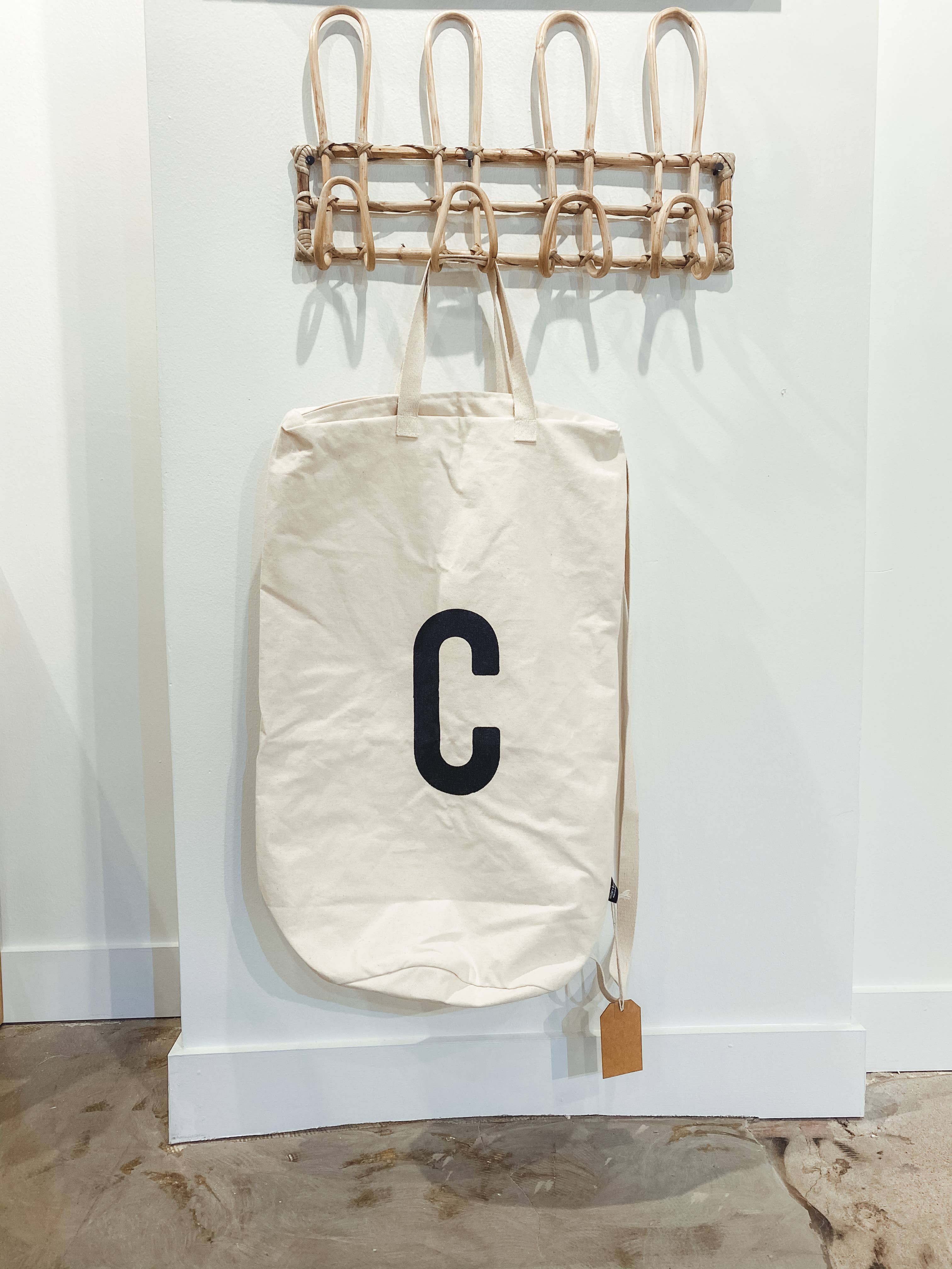 Modern Burlap - Wholesale Laundry Bag - Cotton Canvas Laundry Bag With Shoulder Strap - Alphabet1